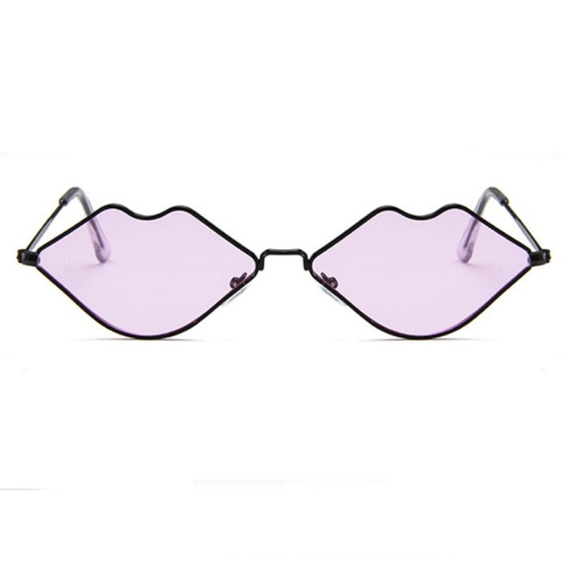GuangDu - Metal Lips Shape Trend Ocean Film Sunglasses - Image 1