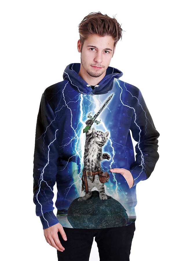 NADANBAO 3D Printing Long Sleeve Hoodie Blue - Image 3