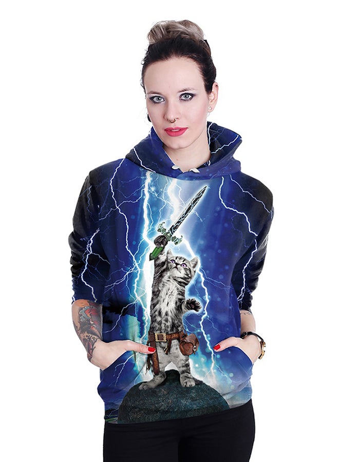 NADANBAO 3D Printing Long Sleeve Hoodie Blue - Image 4