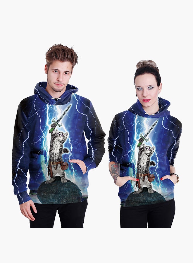 NADANBAO 3D Printing Long Sleeve Hoodie Blue - Image 1