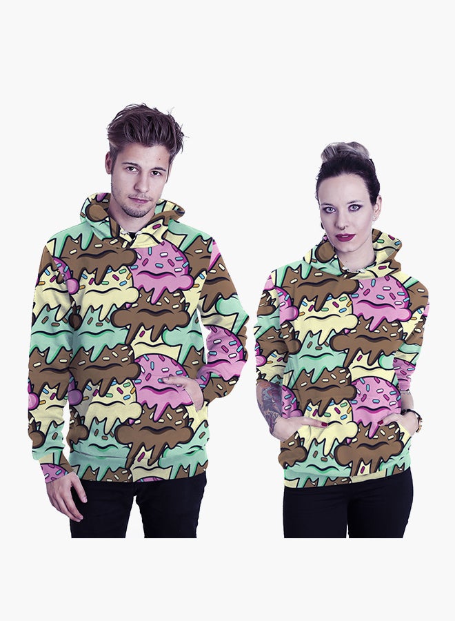 NADANBAO 3D Printing Long Sleeve Hoodie Brown/Yellow/Pink  - Image 1