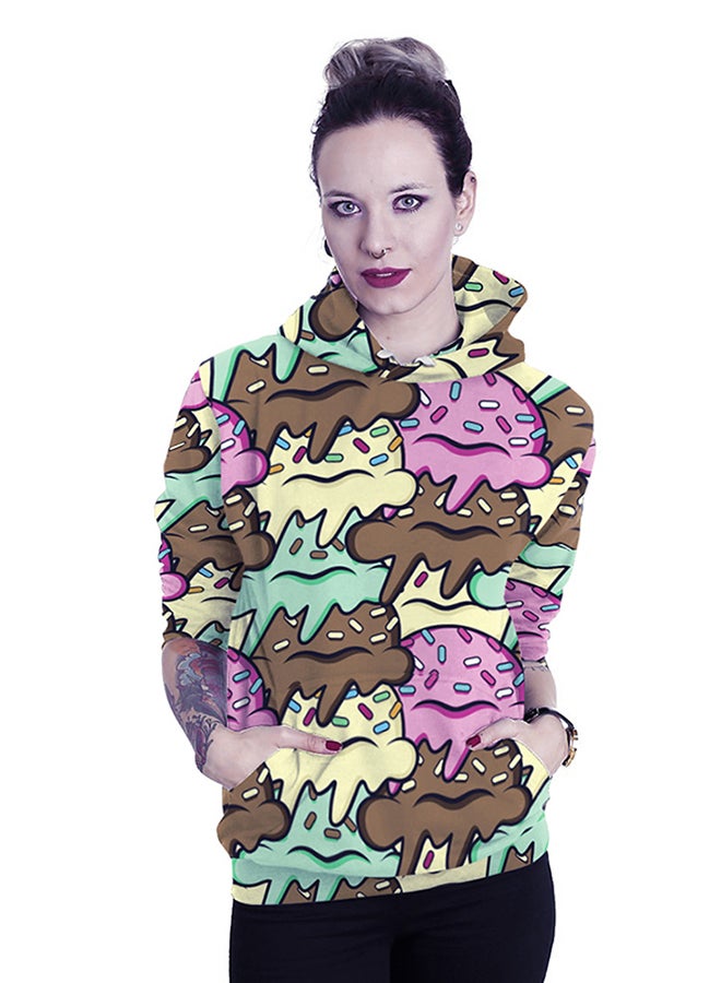 NADANBAO 3D Printing Long Sleeve Hoodie Brown/Yellow/Pink  - Image 4