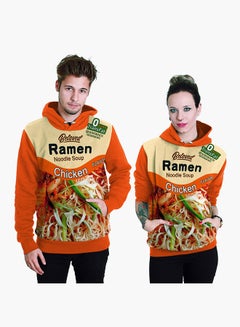 NADANBAO 3D Printing Long Sleeve Hoodie Orange/Beige  - Image 1