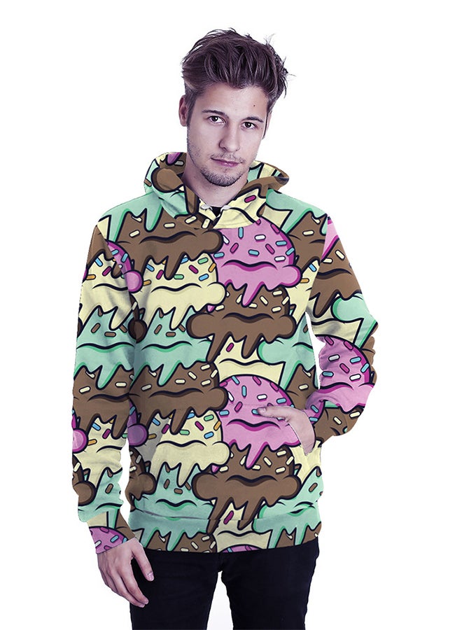 NADANBAO 3D Printing Long Sleeve Hoodie Brown/Yellow/Pink  - Image 3
