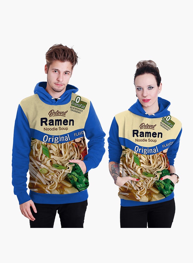 NADANBAO 3D Printing Long Sleeve Hoodie Blue/Beige  - Image 1