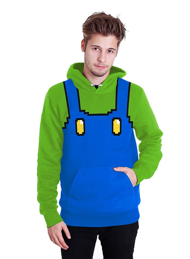 نادانباو هودي بأكمام طويلة وطبعة ثلاثية الأبعاد أزرق / أخضر - Image 3