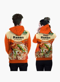 NADANBAO 3D Printing Long Sleeve Hoodie Orange/Beige  - Image 2
