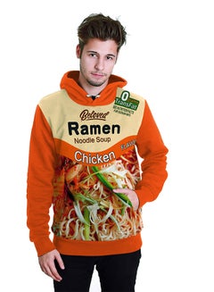 NADANBAO 3D Printing Long Sleeve Hoodie Orange/Beige  - Image 3