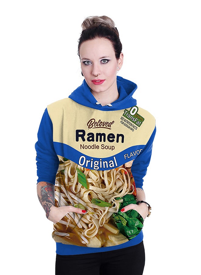 NADANBAO 3D Printing Long Sleeve Hoodie Blue/Beige  - Image 4