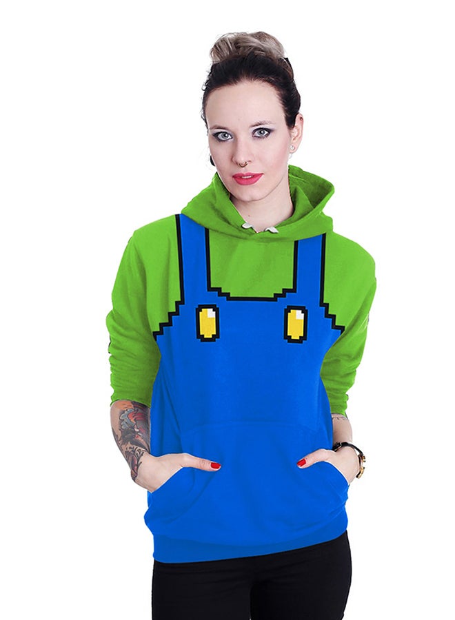 نادانباو هودي بأكمام طويلة وطبعة ثلاثية الأبعاد أزرق / أخضر - Image 4