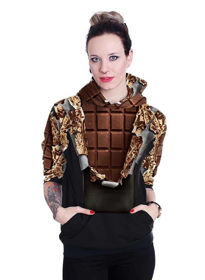 NADANBAO 3D Printing Long Sleeve Hoodie Brown/Black - Image 4