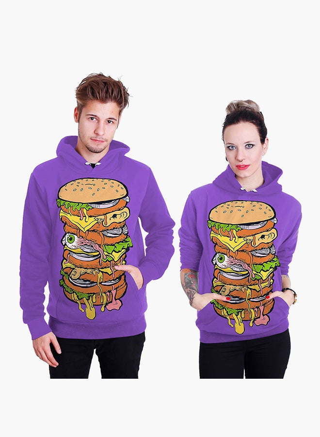 NADANBAO 3D Printing Long Sleeve Hoodie Purple/Brown  - Image 1