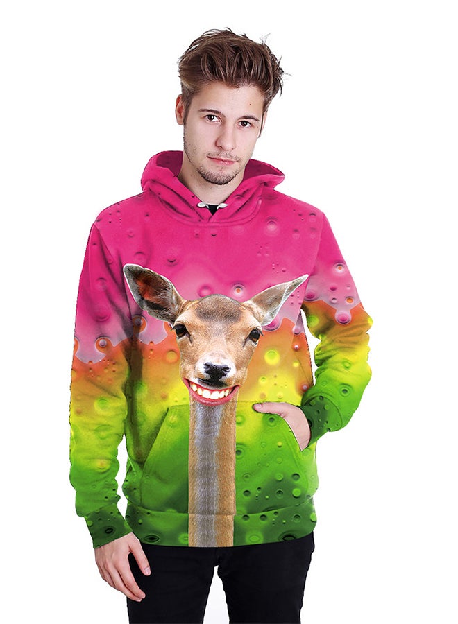 NADANBAO 3D Printing Long Sleeve Hoodie Pink/Green  - Image 3