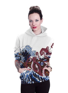 NADANBAO 3D Printing Long Sleeve Hoodie White/Brown/Blue  - Image 4