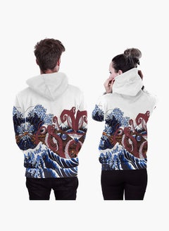 NADANBAO 3D Printing Long Sleeve Hoodie White/Brown/Blue  - Image 2