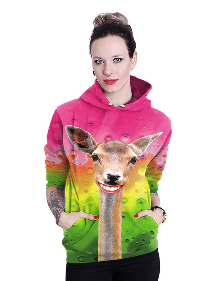 NADANBAO 3D Printing Long Sleeve Hoodie Pink/Green  - Image 4