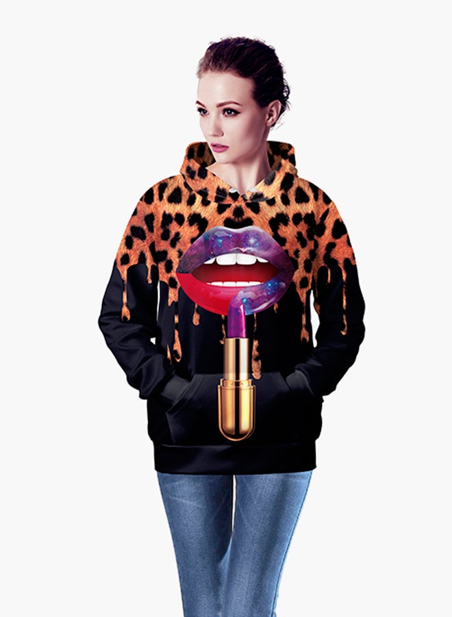 NADANBAO 3D Printing Long Sleeve Hoodie Orange/Black  - Image 1