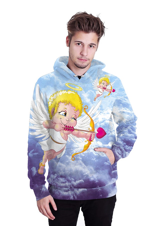 NADANBAO 3D Printing Long Sleeve Hoodie Blue/Yellow  - Image 3