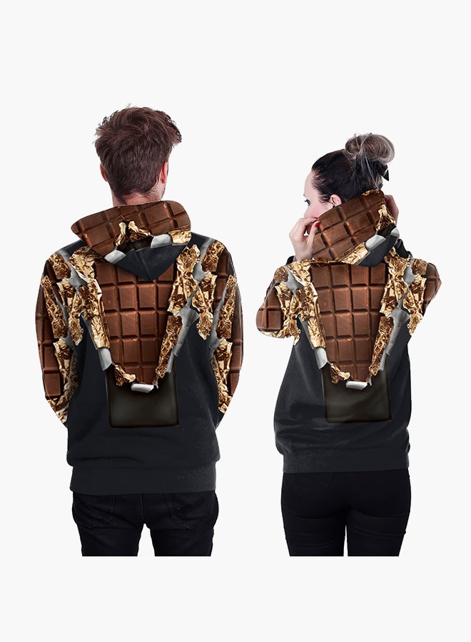 NADANBAO 3D Printing Long Sleeve Hoodie Brown/Black - Image 2