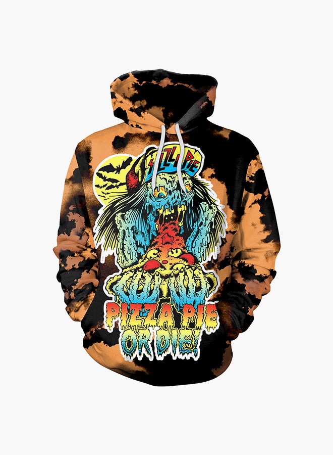 NADANBAO 3D Printing Long Sleeve Hoodie Orange/Black  - Image 1