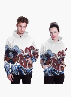 NADANBAO 3D Printing Long Sleeve Hoodie White/Brown/Blue  - Image 1