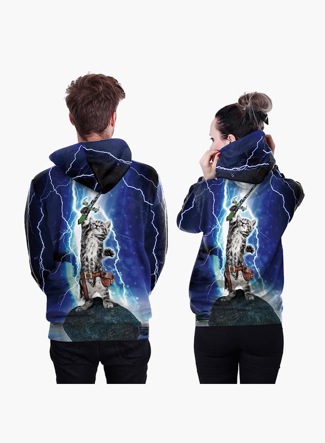 NADANBAO 3D Printing Long Sleeve Hoodie Blue - Image 2