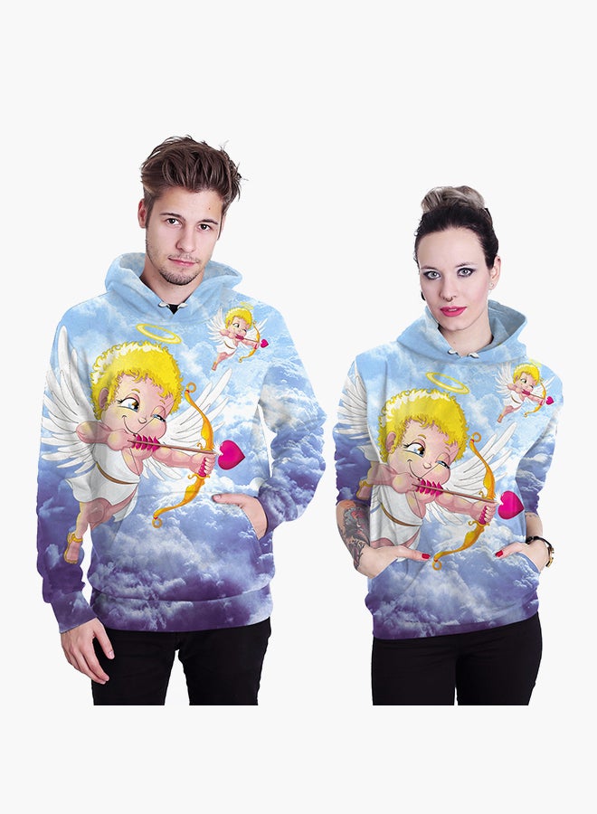 NADANBAO 3D Printing Long Sleeve Hoodie Blue/Yellow  - Image 1