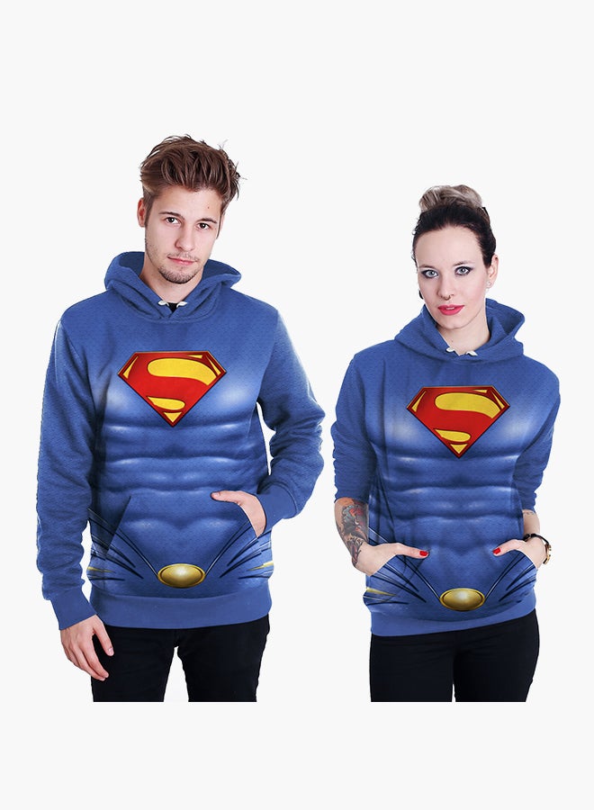 NADANBAO 3D Printing Long Sleeve Hoodie Blue  - Image 1
