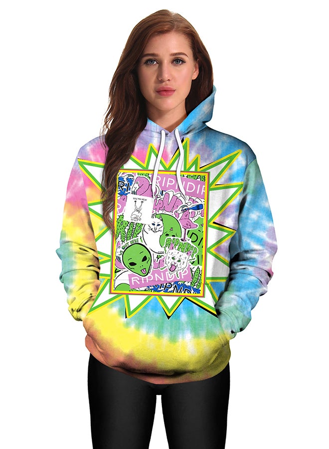 NADANBAO 3D Printing Long Sleeve Hoodie Blue/Yellow  - Image 3