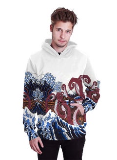NADANBAO 3D Printing Long Sleeve Hoodie White/Brown/Blue  - Image 3