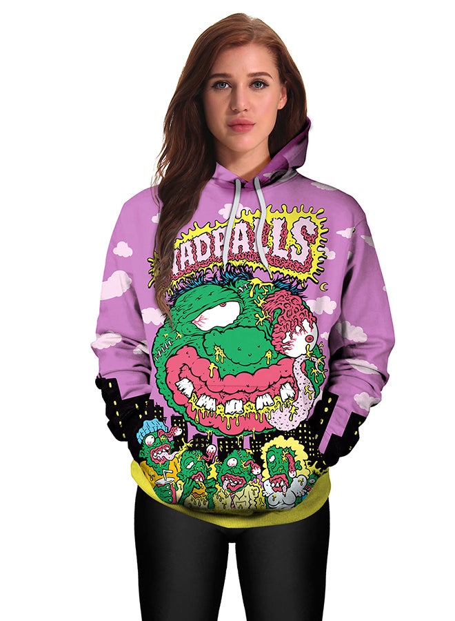 NADANBAO 3D Printing Long Sleeve Hoodie Purple/Green/Pink  - Image 3
