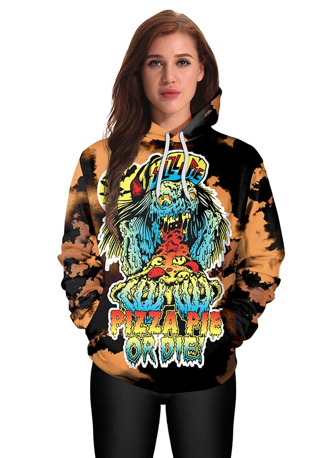 NADANBAO 3D Printing Long Sleeve Hoodie Orange/Black  - Image 3