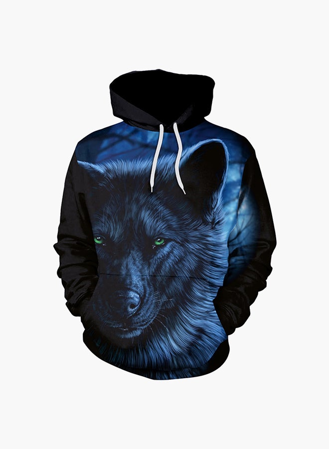 NADANBAO 3D Printing Long Sleeve Hoodie Blue  - Image 1