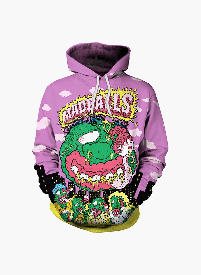 NADANBAO 3D Printing Long Sleeve Hoodie Purple/Green/Pink  - Image 1