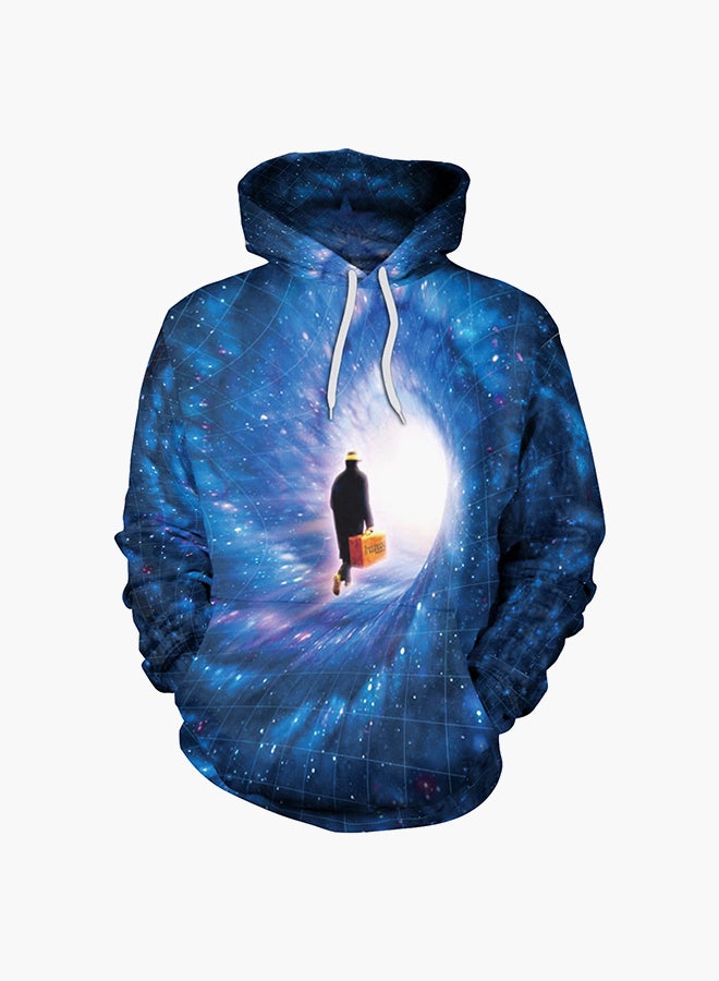 NADANBAO 3D Printing Long Sleeve Hoodie Blue  - Image 1