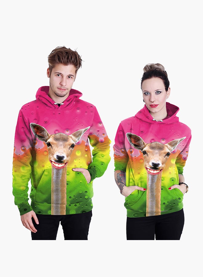 NADANBAO 3D Printing Long Sleeve Hoodie Pink/Green  - Image 1