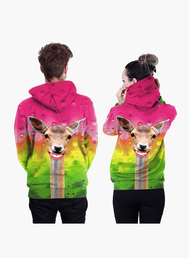 NADANBAO 3D Printing Long Sleeve Hoodie Pink/Green  - Image 2