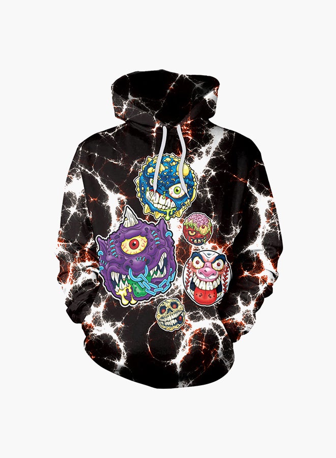 NADANBAO 3D Printing Long Sleeve Hoodie Black/White/Purple  - Image 1
