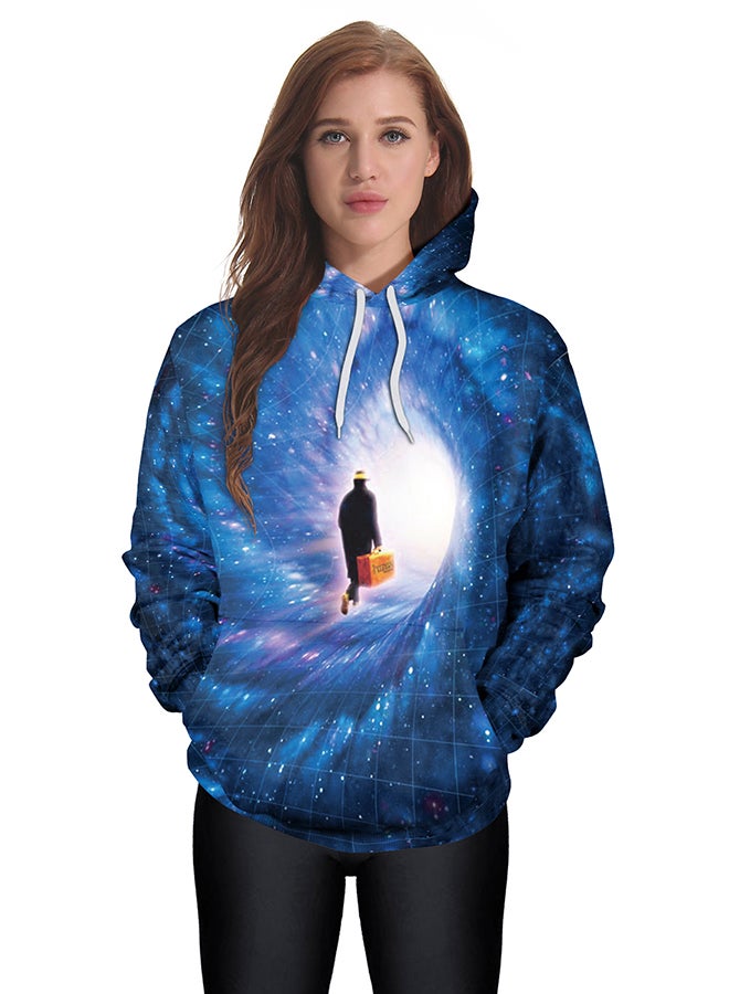 NADANBAO 3D Printing Long Sleeve Hoodie Blue  - Image 3