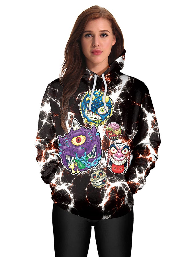 NADANBAO 3D Printing Long Sleeve Hoodie Black/White/Purple  - Image 3