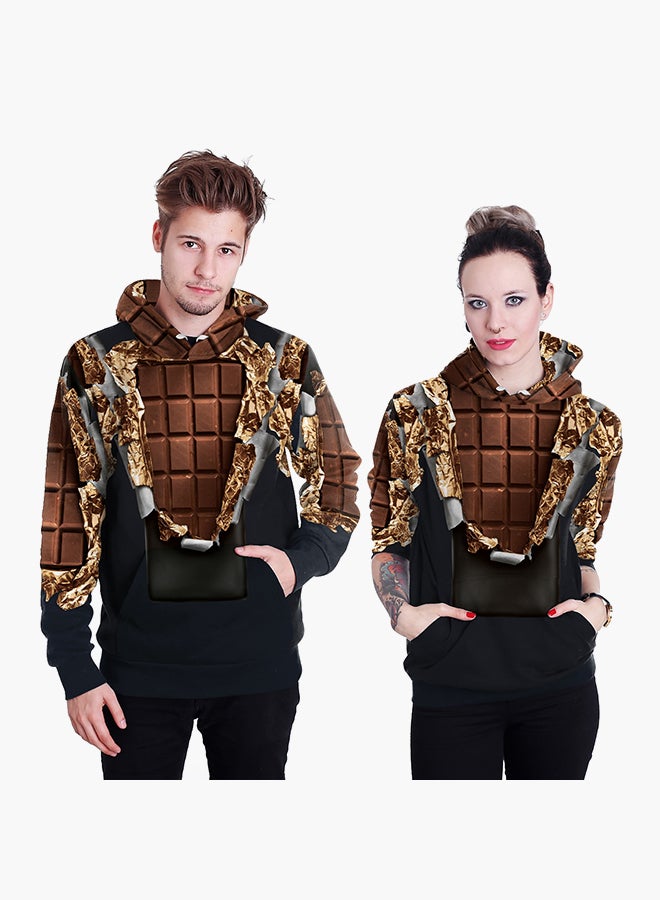 NADANBAO 3D Printing Long Sleeve Hoodie Brown/Black - Image 1