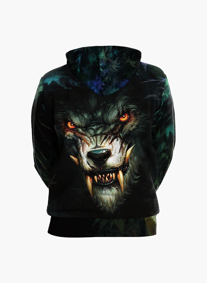 NADANBAO 3D Printing Long Sleeve Hoodie Green/Black - Image 2