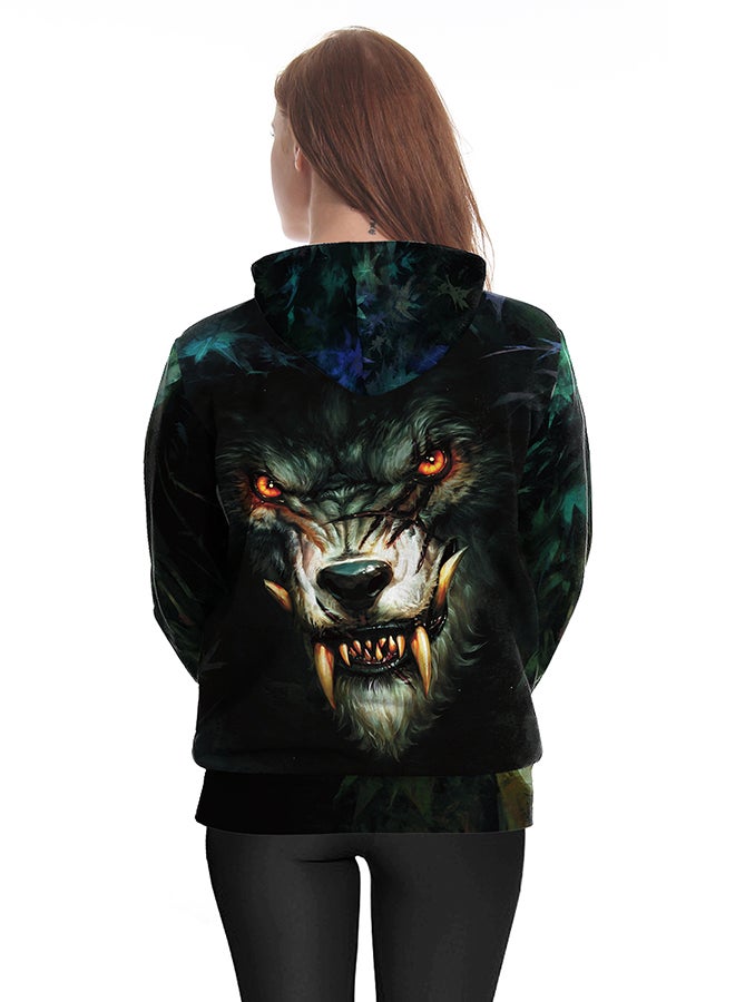 NADANBAO 3D Printing Long Sleeve Hoodie Green/Black - Image 4