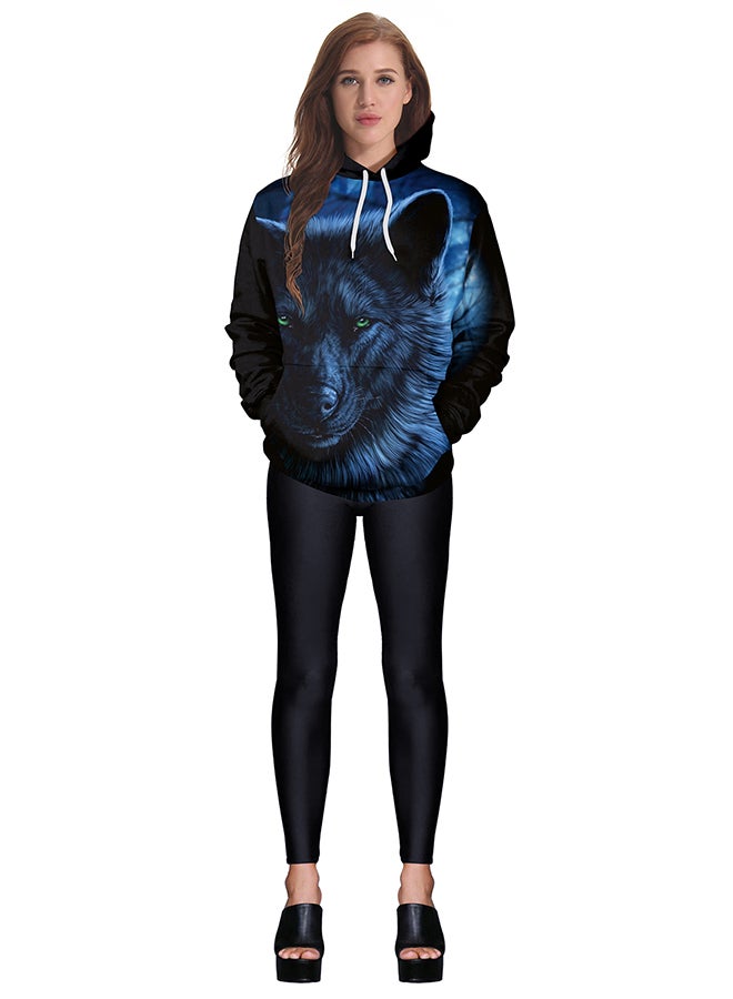 NADANBAO 3D Printing Long Sleeve Hoodie Blue  - Image 3