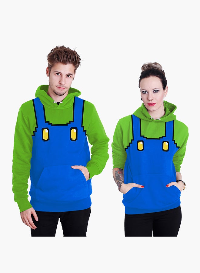 نادانباو هودي بأكمام طويلة وطبعة ثلاثية الأبعاد أزرق / أخضر - Image 1