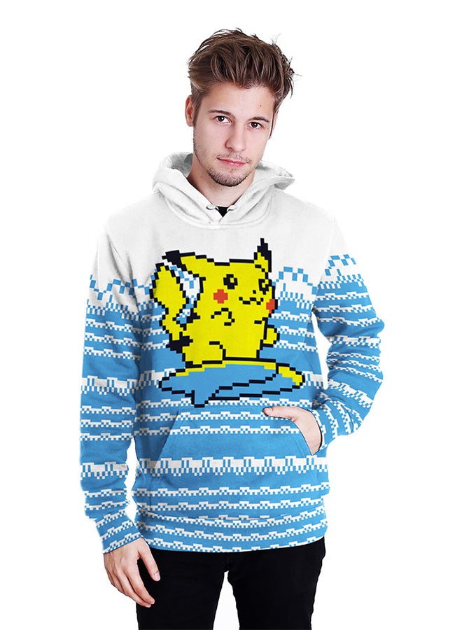 NADANBAO 3D Printing Long Sleeve Hoodie Blue/White/Yellow  - Image 3