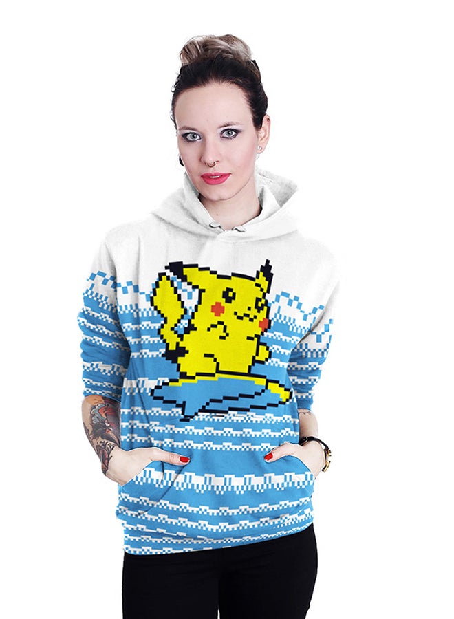 NADANBAO 3D Printing Long Sleeve Hoodie Blue/White/Yellow  - Image 4