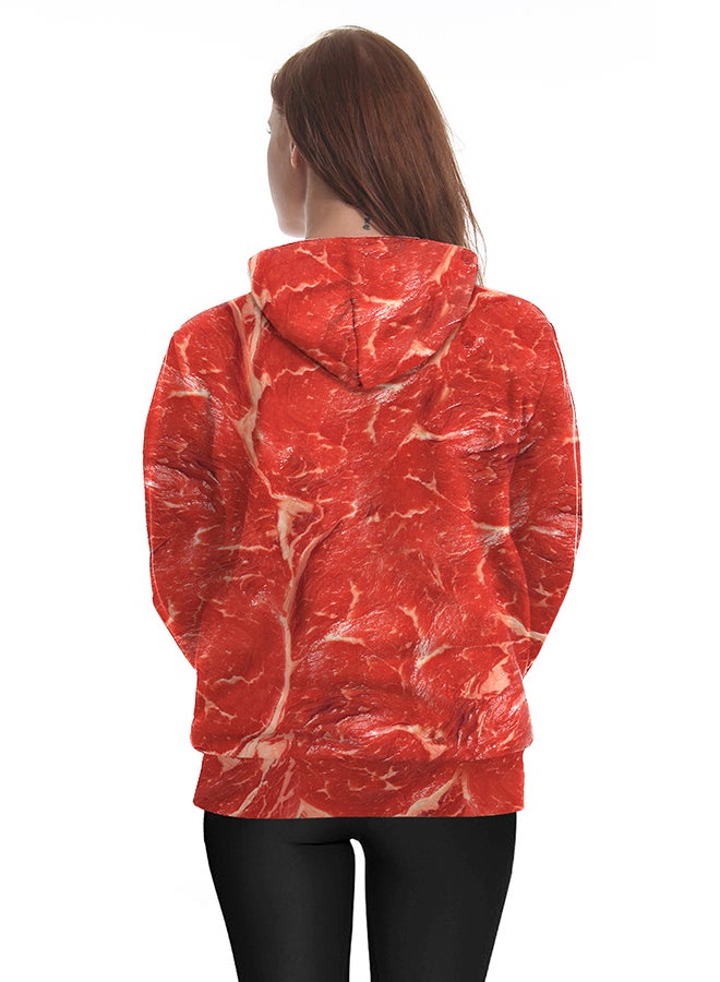 NADANBAO 3D Printing Long Sleeve Hoodie Red - Image 4