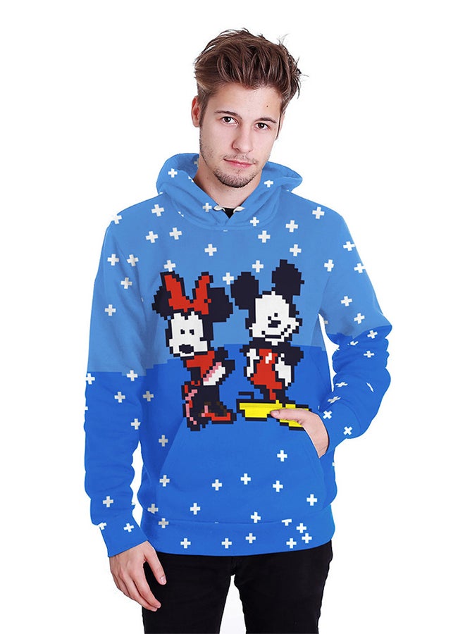 NADANBAO 3D Printing Long Sleeve Hoodie Blue - Image 3