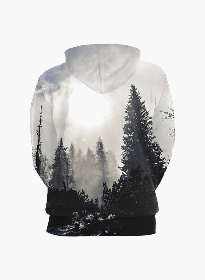 NADANBAO 3D Printing Long Sleeve Hoodie White/Grey  - Image 2